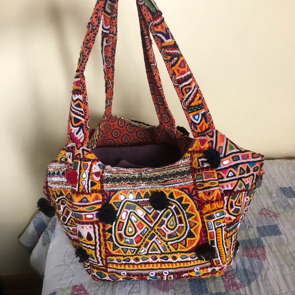 Hand embroidered shoulder bag from India